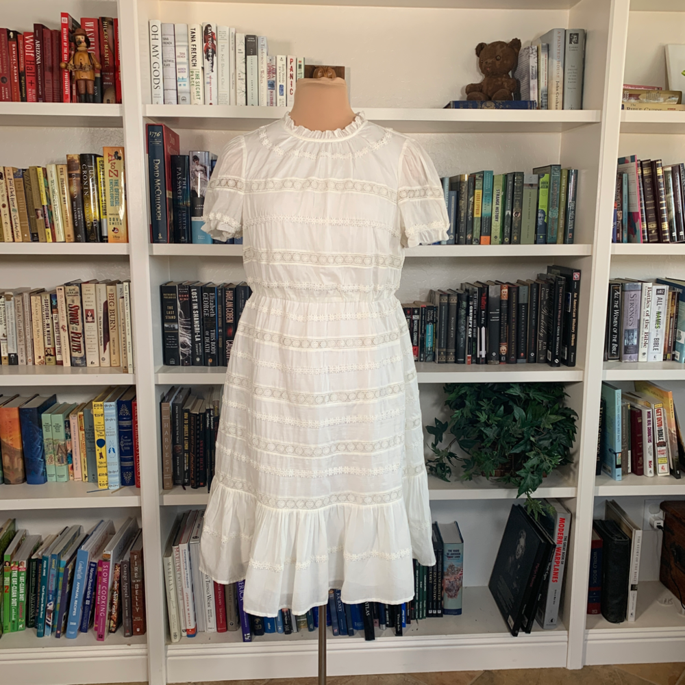 J. Crew Re-Imagined Eco Friendly White Cotton Mixed Material Dress